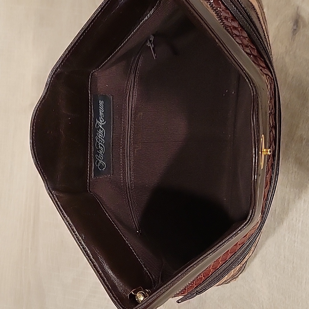 Saks Fifth Avenue Vintage Snakeskin Pattern Clutch Purse 3 shades of brown - Picture 4 of 5